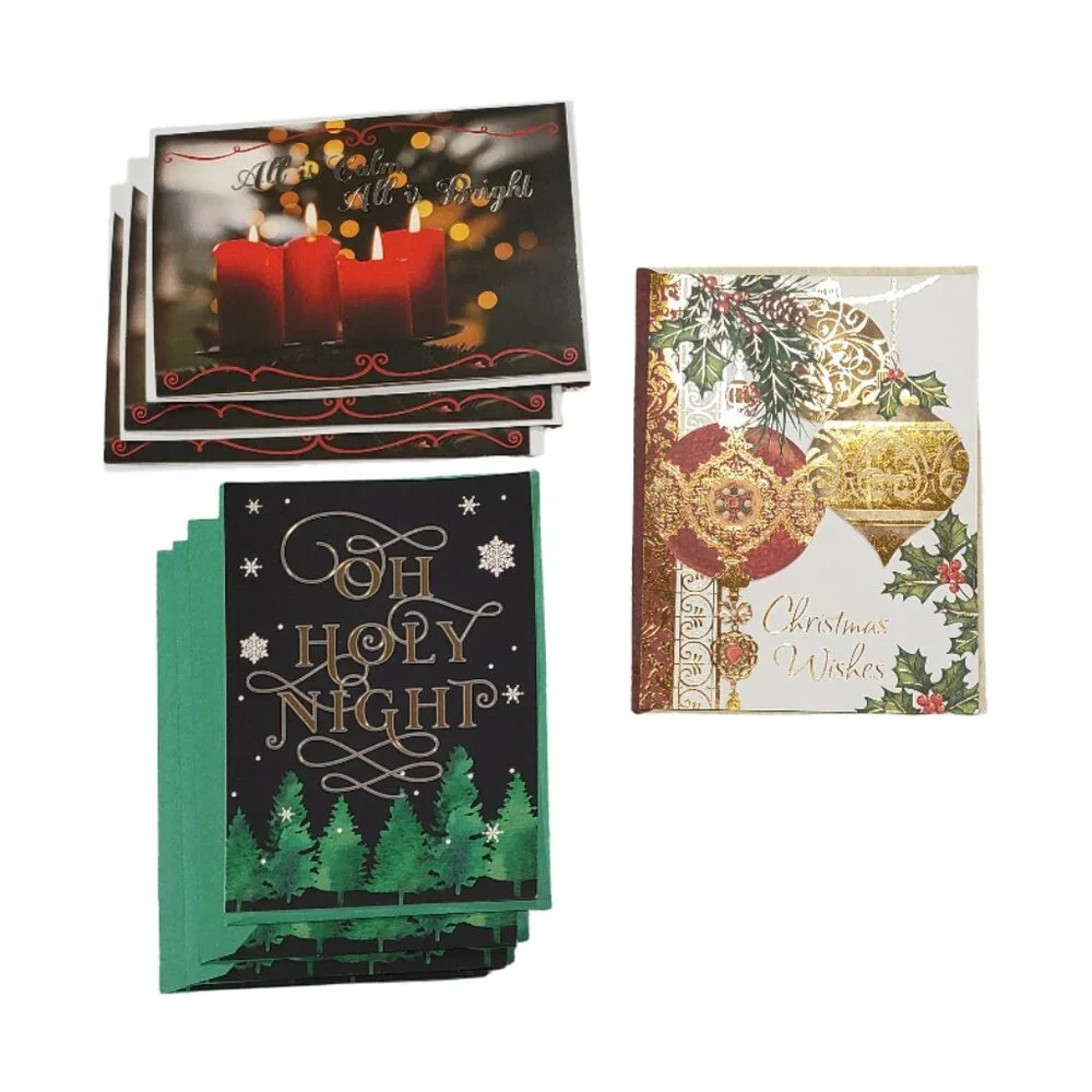 Set of 8 Christmas/Holiday Greeting Cards with Envelopes Hymn/Song Themed